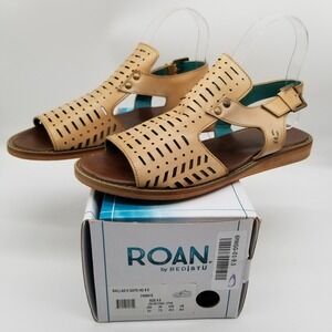ROAN BY BED STU Women Ballad II Sandals Sz 9.5 Beige Leather Slingback Rustic